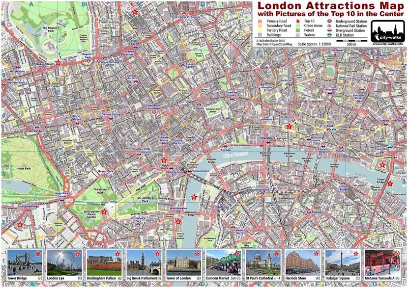 Tourist Map Of London Printable London Attractions Map   PDF Printable on A4 & A3