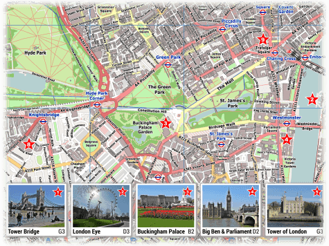 Map Of London With Attractions London PDF Maps with Attractions & Tube Stations