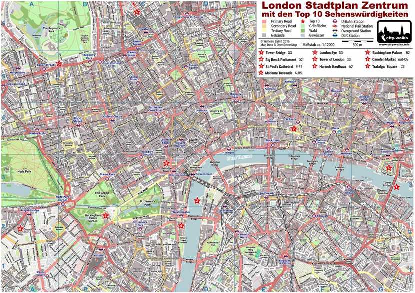 London Zentrum Stadtplan - Kostenloser PDF Download