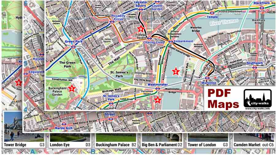 london tourist map to print